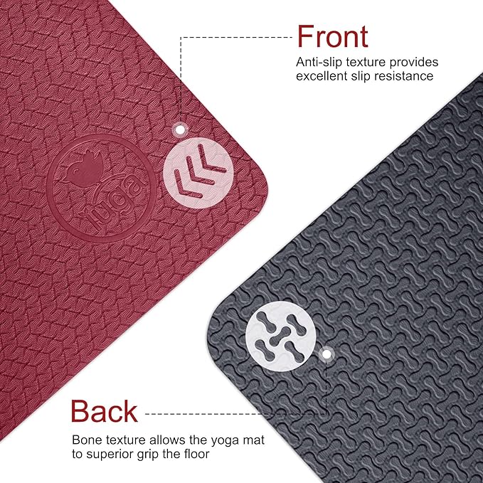 IUGA Yoga Mat Non Slip Anti-tear Pilates Mat Eco Friendly Hot Yoga Mats Thick for Workout & Exercise(72"x 24"x 6mm)