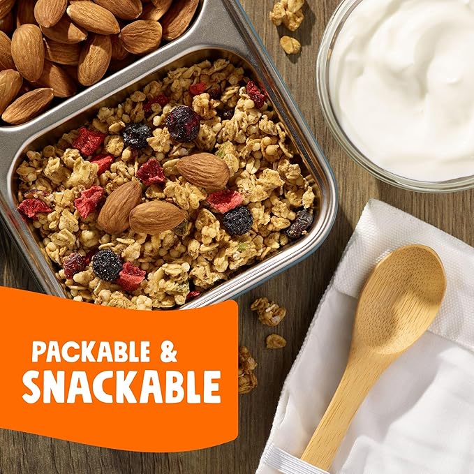 Bear Naked Granola Cereal, Vegan, Breakfast Snacks, Triple Berry Crunch (6 Bags)