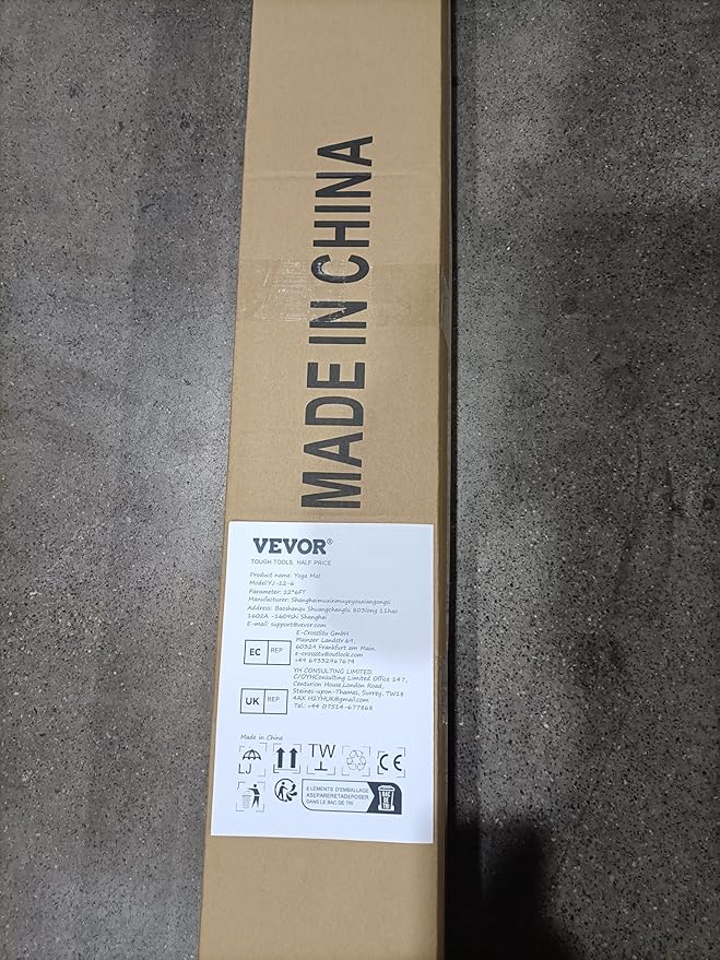 VEVOR Large Exercise Mat, Non Slip High Density Premium Yoga Mat, Exercise Yoga Mat for Men Women, Fitness & Exercise Mat with Bag & Carry Strap, for All Types of Home Yoga, Pilate & Floor Workout