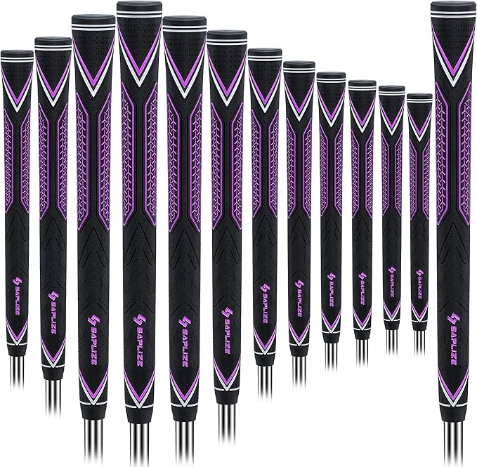 SAPLIZE High-performance Rubber Golf Grips 13 Pack, High Shock Absorption, Non-slip, Choose from 13 Grips with 15 Tapes or Full Regripping Kit, Available in Standard/Mid/Jumbo Sizes, CC10 Series