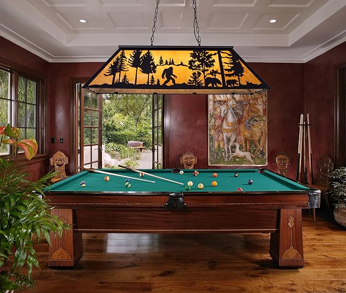TOCHIC Tiffany Pool Table Light, 4 Lights Vintage Bigfoot Pool Table Light Rustic Billiards Light Fixtures for Game Room, 48" Farmhouse Chandelier for Billiard Table Game Room Man Cave Club Kitchen