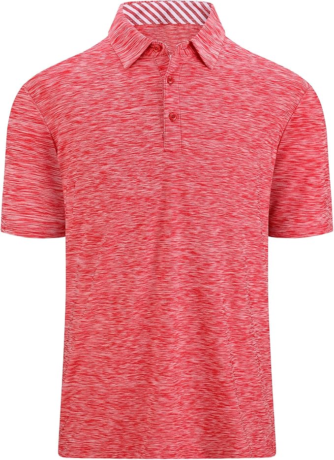 WARHORSEE Golf Polo Shirts for Men Short Sleeve Wrinkle Free 4 Way Stretch Moisture Wicking Performance Collared Tshirts