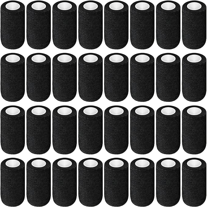Treela 36 Pcs Self Adherent Bandage 4" X 5 Yard Wrap Breathable Cohesive Bandage Elastic Adhesive Tape for Stretch Athletic Sports Wrist Ankle(Black)