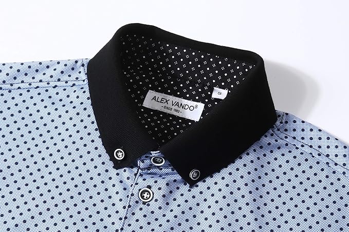 Alex Vando Mens Polo Shirts Short Sleeve Regular Fit Fashion Designed Shirt