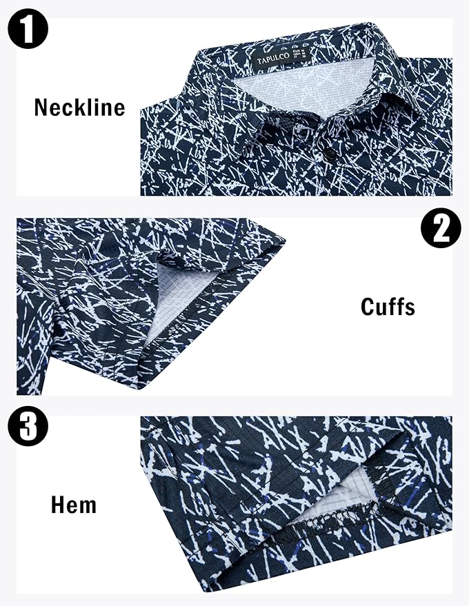 TAPULCO Mens Quick Dry Polo Shirts Camouflage Pattern Performance Athletic Lightweight Breathable Casual Golf Tshirts