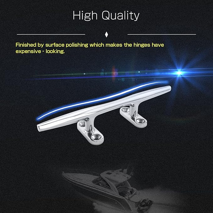 AMYSPORTS Heavy Rope Dock Cleat Marine Open Base Dock Cleats Stainless Steel Hardware Boat Cleat Mooring Kayak SUS316