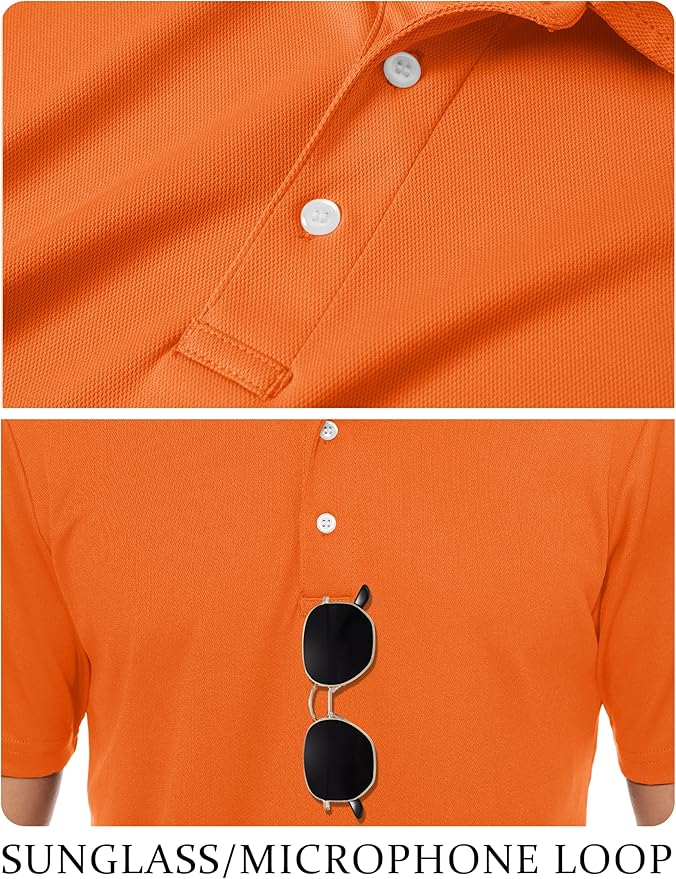 TACVASEN Mens Golf Shirt Dry Fit Mens Polo Shirts Short Sleeve Performance Golf Polos for Men with Collar Work Shirts