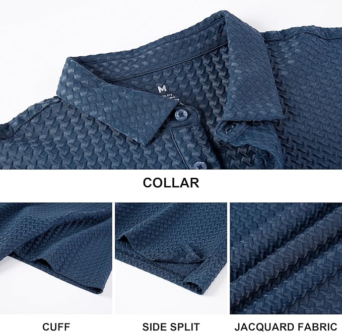 WARHORSEE Golf Polo Shirts for Men Short Sleeve Wrinkle Free 4 Way Stretch Moisture Wicking Performance Collared Tshirts