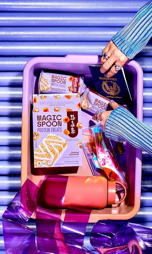 MAGIC SPOON Treats - High Protein, Low Carb, Keto Friendly, Low Sugar, Gluten Free, Crispy Protein Bar Cereal Bar, On-The-Go Healthy Snack (Salted Caramel, 16 Bars)