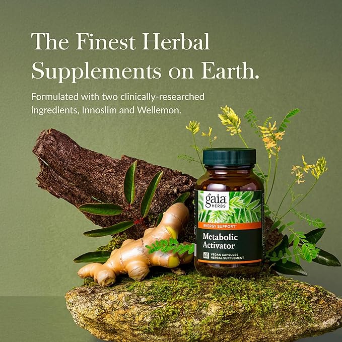 Gaia Herbs Metabolic Activator - Natural Energy Supplement for Metabolism Support - Made with Panax Notoginseng & Astragalus Extract - Free from Dairy, Soy & Gluten - 60 Capsules (60 Servings)