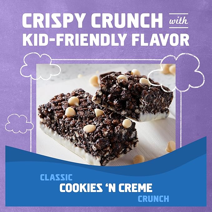 Zbar Protein - Cookies 'N Creme - Crispy Snack Bars - Made with Organic Oats - Non-GMO - 5g Protein - Gluten Free Protein Bars, School Snacks (15 Pack)