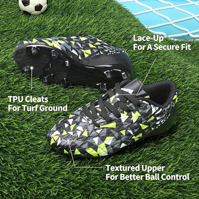 DREAM PAIRS Boys Girls Soccer Cleats Youth Firm Groud Athletic Outdoor Trainning Football Shoes for Little/Big Kid