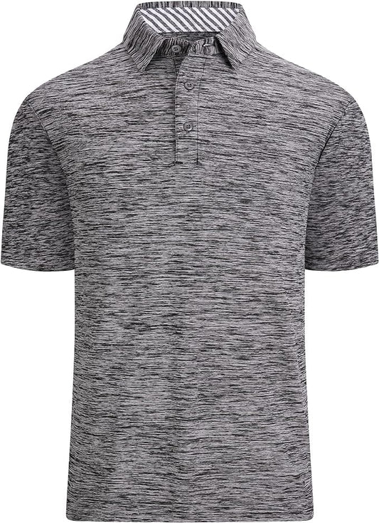 Damipow Premium Golf Shirts for Men Dry Fit Performance Polo Short Sleeve Collared Shirt