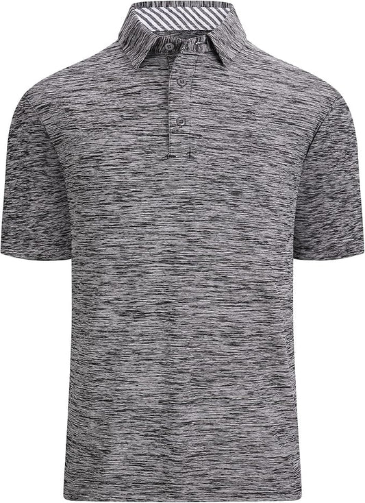 Damipow Premium Golf Shirts for Men Dry Fit Performance Polo Short Sleeve Collared Shirt