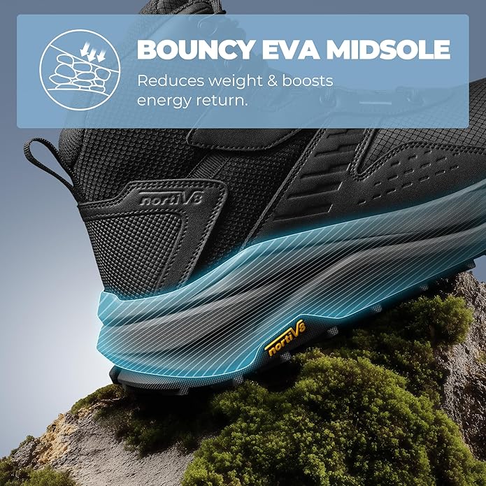 NORTIV 8 Men's Wide Toe Box Hiking Boots Low Drop Waterproof Outdoor Trekking Camping Shoes for Plantar Fasciitis Bunion Katahdin