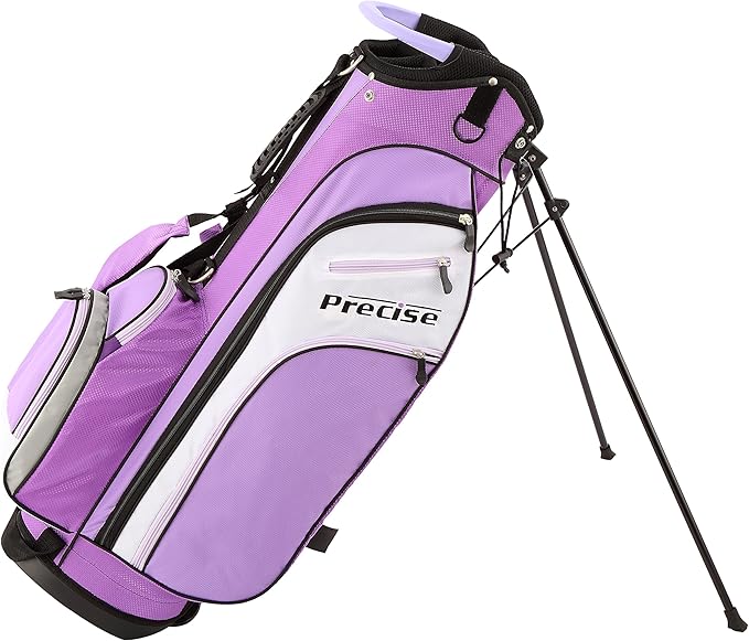 Precise M3 Complete Womens Golf Clubs Set, Includes Driver, Fairway, Hybrid, 7-PW Irons, Wedge, Putter, Stand Bag, 3 H/C's Purple, Golf Clubs Women Right Handed, Comes in 3 Sizes