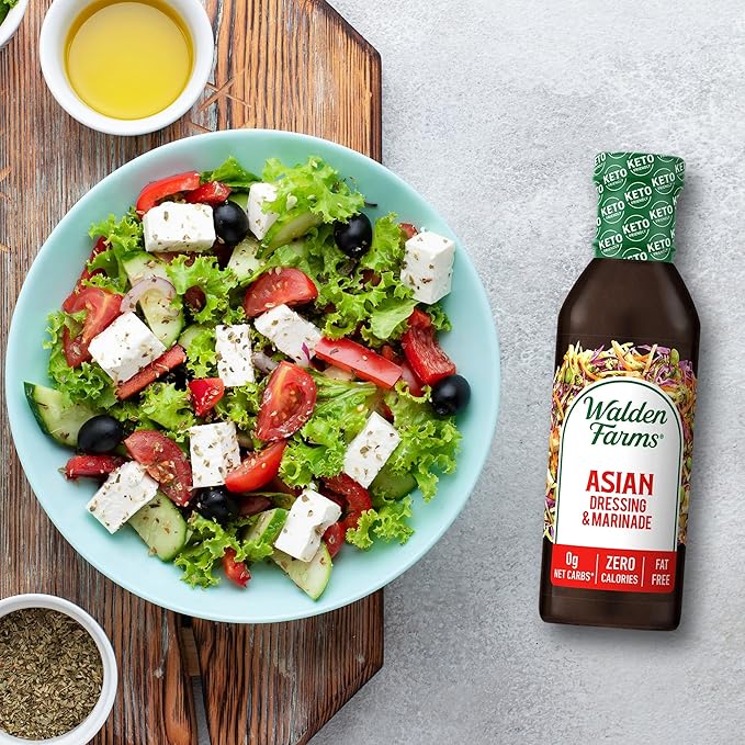 Walden Farms Asian Dressing & Marinade – Calorie-Free, Gluten-Free, Low Carb, Keto-Friendly, Sugar-Free, Fat-Free, Dairy-Free Zesty Asian Flavor – 12 oz Bottle
