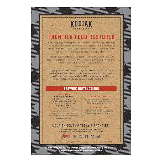 Kodiak Cakes Chocolate Fudge Brownie Mix, 14.8 Ounce Boxes (Pack of 6)