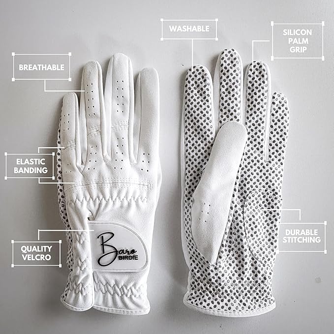Left Hand Golf Gloves Women 2 Pack Girl Ladies Sports Silicon Non-Slip Extra Grip All Weather Season Tennis