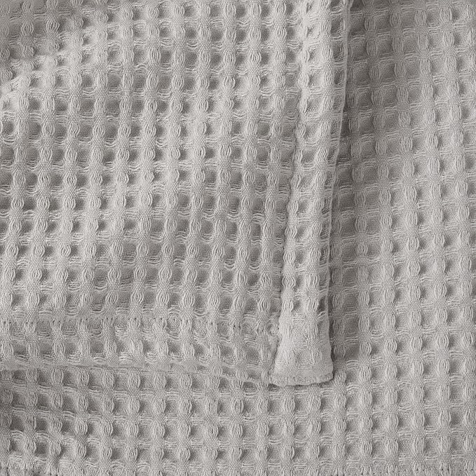 100% Cotton Waffle Weave Bed Blanket | Soft, Breathable, and Lightweight Blanket for All-Season | Perfect for Layering | Brielle Collection (Full/Queen, Light Grey)