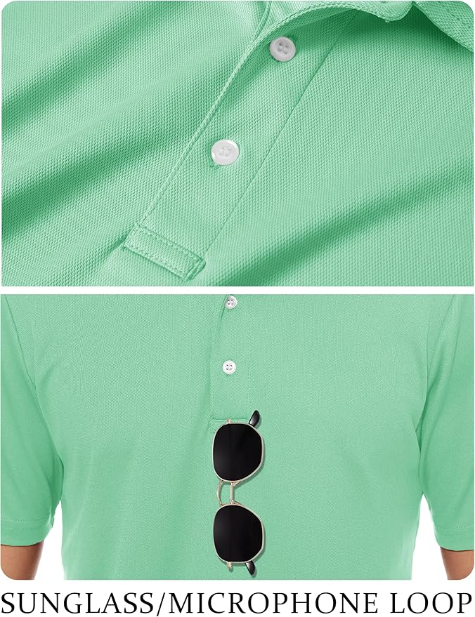 TACVASEN Mens Golf Shirt Dry Fit Mens Polo Shirts Short Sleeve Performance Golf Polos for Men with Collar Work Shirts