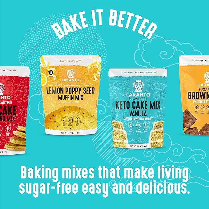 Lakanto Sugar Free Banana Nut Muffin and Bread Mix - Sweetened with Monk Fruit Sweetener, 2g Net Carbs, Gluten Free, Naturally Flavored, Keto Diet Friendly, Dairy Free (12 Muffins)