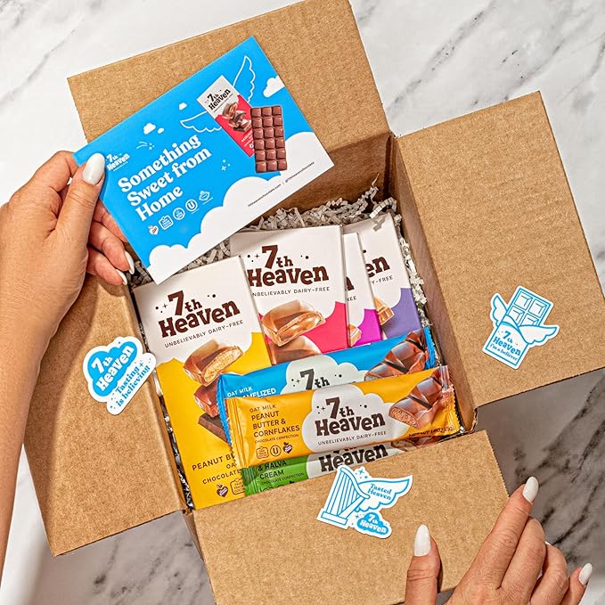 7th Heaven, Vegan Peanut Butter Cream Oat Milk Chocolate Bar (3.5oz Full Size Candy Bars - 4 Packs) - Perfect for Easter Candy, Plant Based Dairy Free Chocolate with Peanut Butter Filling, Fair Trade Cocoa & Coconut Oil, Kosher Parve