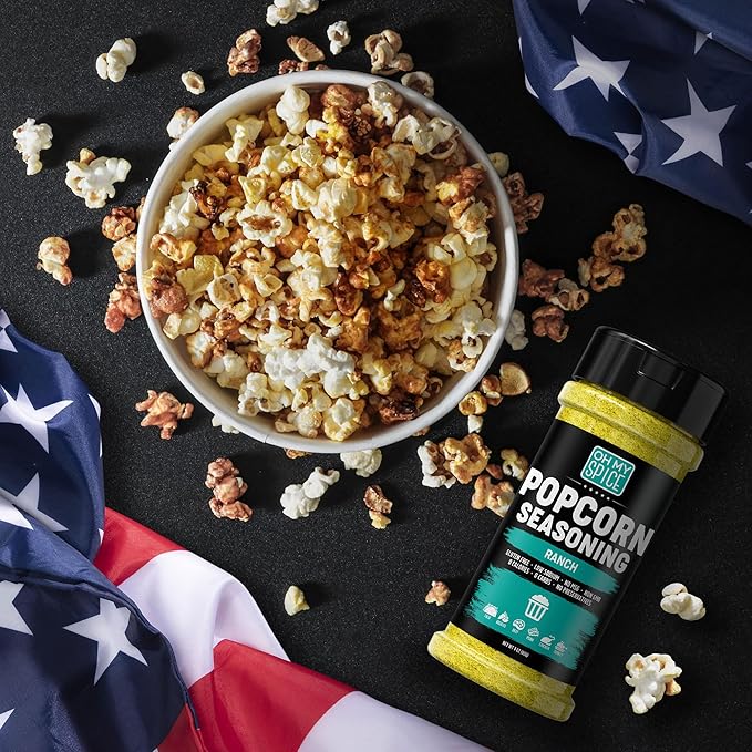 Popcorn Seasoning Ranch Seasoning Powder Mix - Gluten Free & Low Sodium Popcorn Flavoring Seasonings Ranch Powder Flavor. Healthy Movie Theater Dry Pop Corn Toppings. Pop Corn Salt Seasonings. 4oz