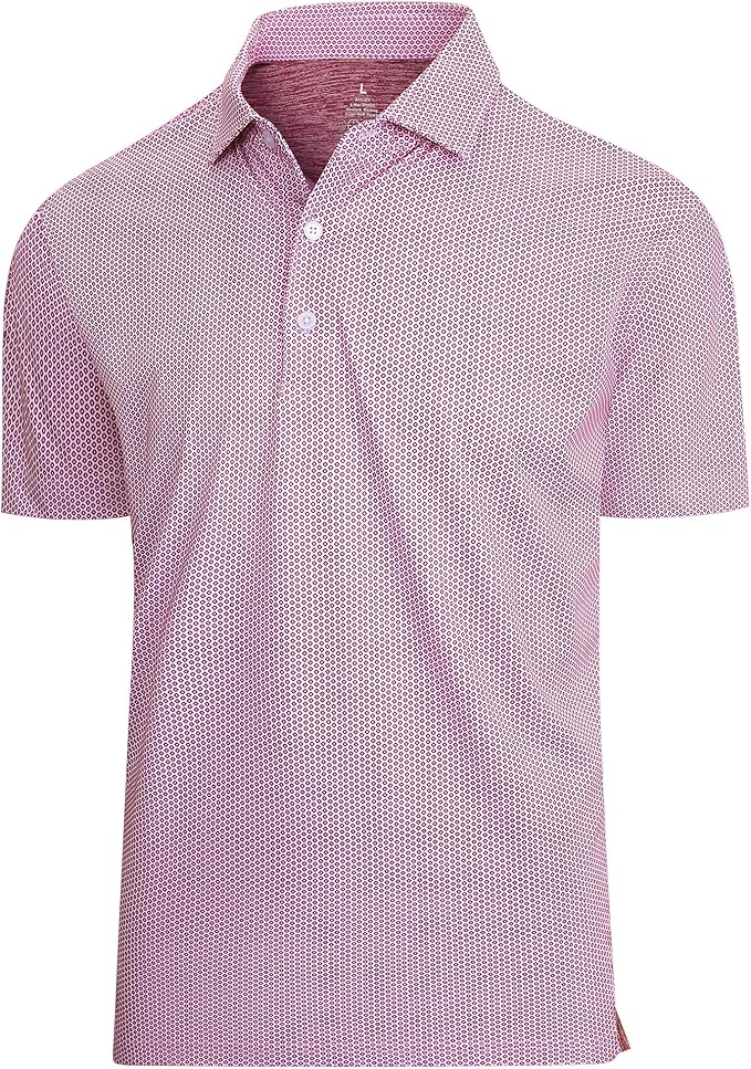 SAMERM Mens Golf Shirts Short Sleeve Dry Fit Performance Moisture Wicking Print Sport Polo Shirts for Men Casual