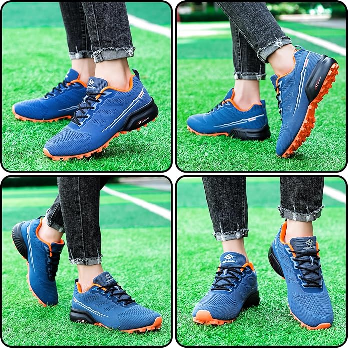 Men's Trail Running Shoes Lightweight Breathable Walking Hiking Sneakers Outdoor Athletic Tennis Cross Training Shoes