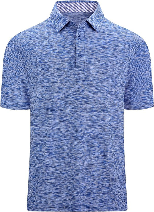 Damipow Premium Golf Shirts for Men Dry Fit Performance Polo Short Sleeve Collared Shirt