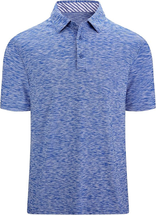 Damipow Premium Golf Shirts for Men Dry Fit Performance Polo Short Sleeve Collared Shirt
