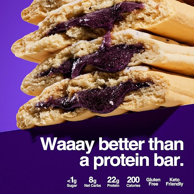 Legendary Foods 22g Protein Pastry+ Premium Low Carb Meal Replacement Bar - Low Glycemic, Gluten Free Protien Snacks - Healthy Keto Snack Box, 8x Zero Sugar Energy Bars - Bariatric Diabetic Friendly