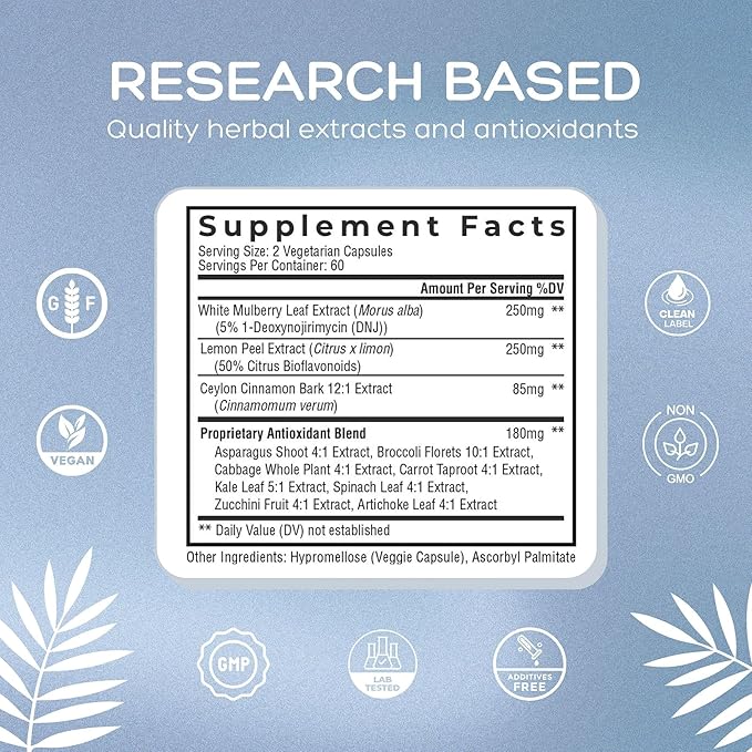 Level Off - Spike Control Supplement 120 Capsules 60 Servings Vegan, Non-GMO, Gluten Free