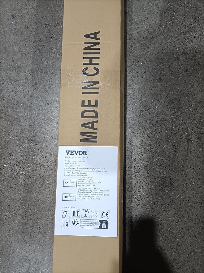 VEVOR Large Exercise Mat, Non Slip High Density Premium Yoga Mat, Exercise Yoga Mat for Men Women, Fitness & Exercise Mat with Bag & Carry Strap, for All Types of Home Yoga, Pilate & Floor Workout