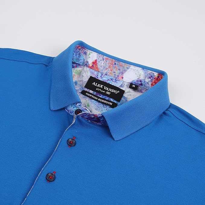 Alex Vando Mens Polo Shirts Short Sleeve Regular Fit Fashion Designed Shirt