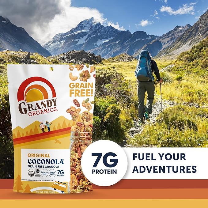 Grandy Organics Original Coconola Granola, Certified Organic Gluten Free Granola, Grain Free, Vegan and Paleo, Original Flavor Coconola, 9oz Each, Pack of 3