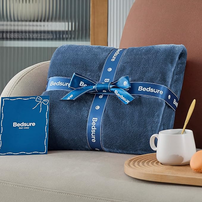 Bedsure Fleece Blanket California King Mineral Blue - Lightweight Plush Fuzzy Cozy Soft Bed Blankets, 102x96 inches