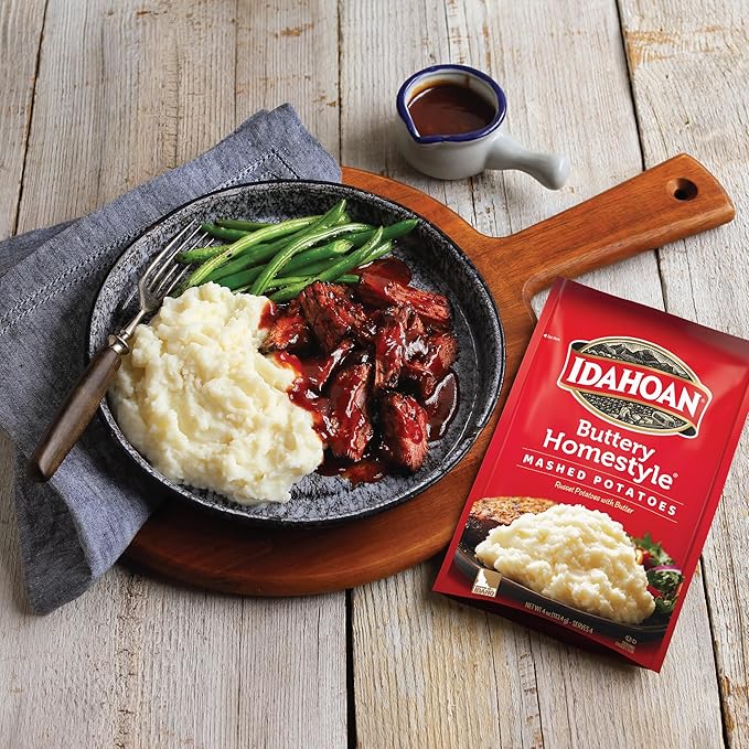 Idahoan Mashed Potatoes, Buttery Homestyle, 4 oz (Pack of 4)