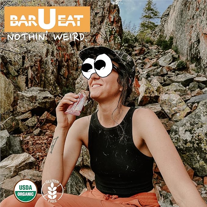 BAR-U-EAT Gluten-Free, Organic, Soft & Chewy Energy Bar. Whole Food Ingredients | Compostable Packaging | No Artificial Sugar | Healthy Snacks (Oatmeal Raisin 12 Pack)