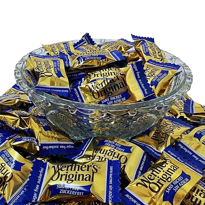 Werther's Original Premium Sugar Free Hard Creamy Caramel Candies 1-Lb Individually Wrapped Low Carbs Candy Snacks Keto And Diabetic Friendly (16-oz)