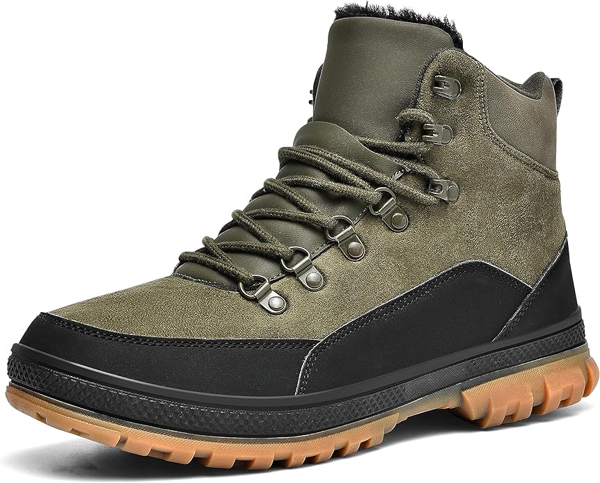 Wondamo Men's Snow Boots Lightweight Waterproof Winter Boots Fur Lined Anti-slip Cold Weather Shoes