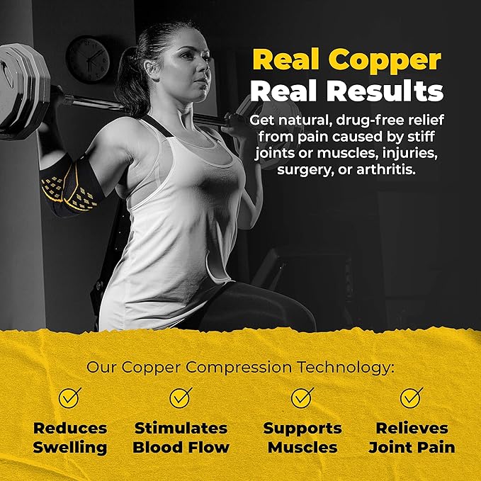 CopperJoint Elbow Compression Sleeve – Copper Infused Design Elbows Sleeve, Arm Brace, Tennis Elbow Brace for Women & Men, Arm Compression Sleeves Men for Golf, Bowling, Sports - Single