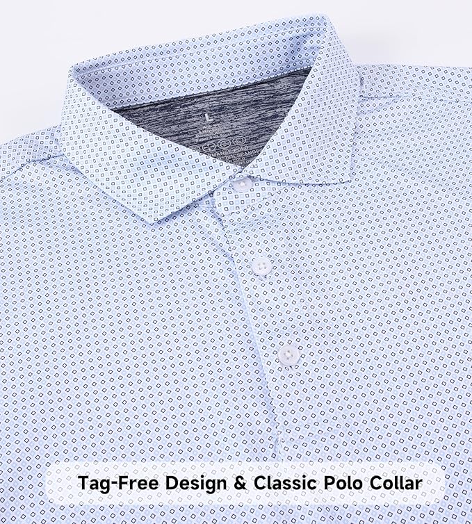 SAMERM Mens Golf Shirts Short Sleeve Dry Fit Performance Moisture Wicking Print Sport Polo Shirts for Men Casual