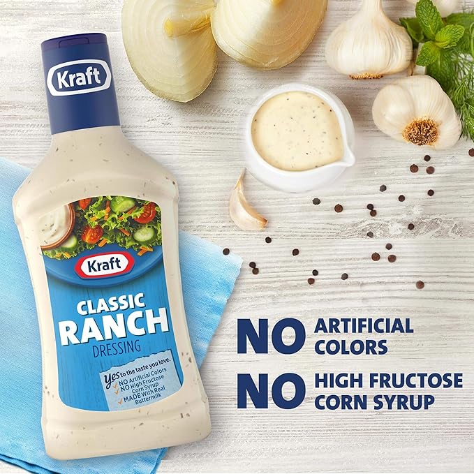 Kraft Classic Ranch Dressing, 16 fl oz Bottles (8 Count, 4 Packs of 2)