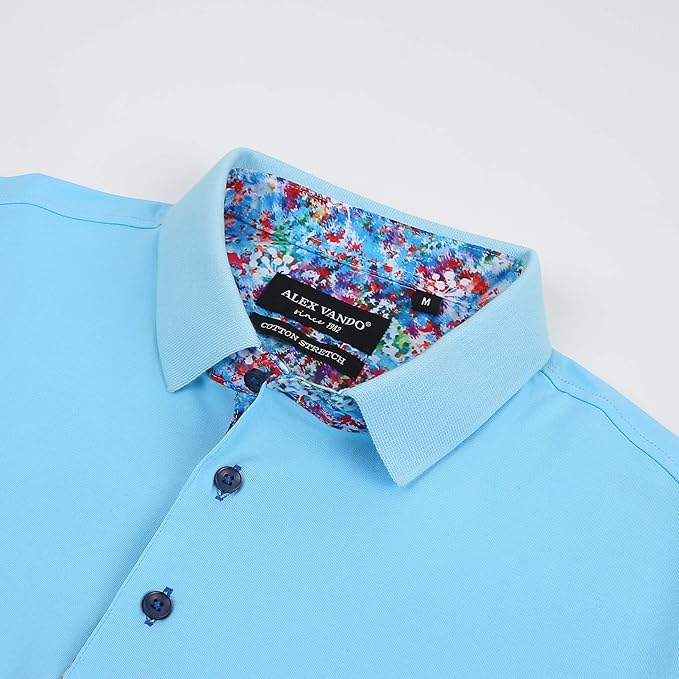 Alex Vando Mens Polo Shirts Short Sleeve Regular Fit Fashion Designed Shirt
