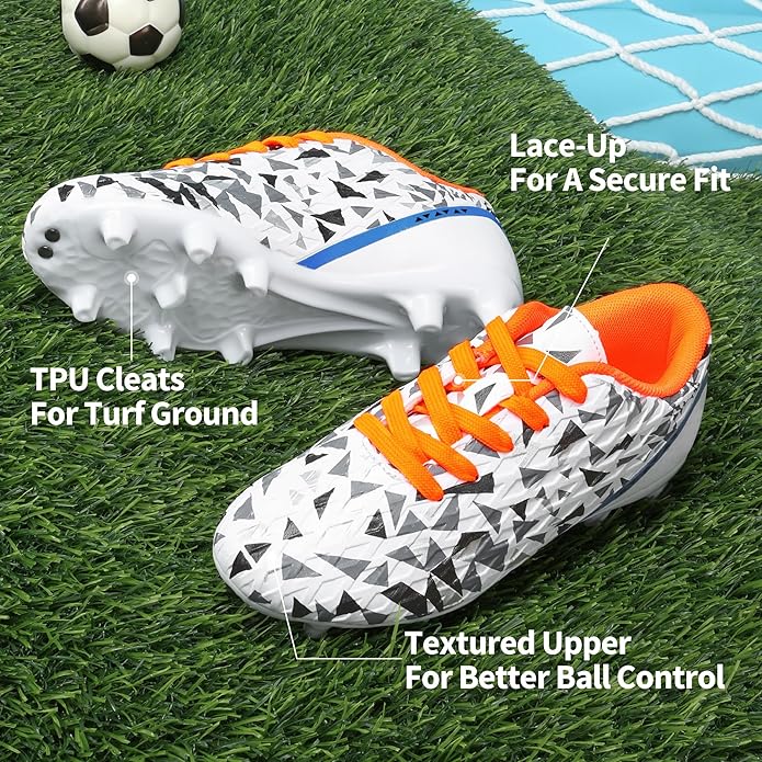 DREAM PAIRS Boys Girls Soccer Cleats Youth Firm Groud Athletic Outdoor Trainning Football Shoes for Little/Big Kid