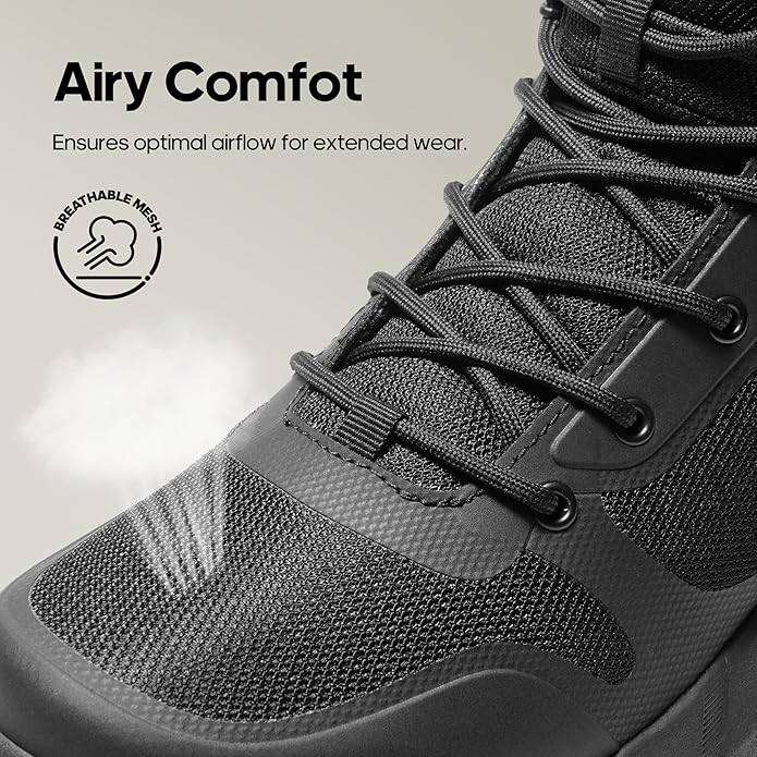 NORTIV 8 Men's Military Tactical Boot Lightweight Comfortable Boots for Work All Day Side Zipper Motorcycle Combat Hiking Boots Metrostrike(8-9 Inches)