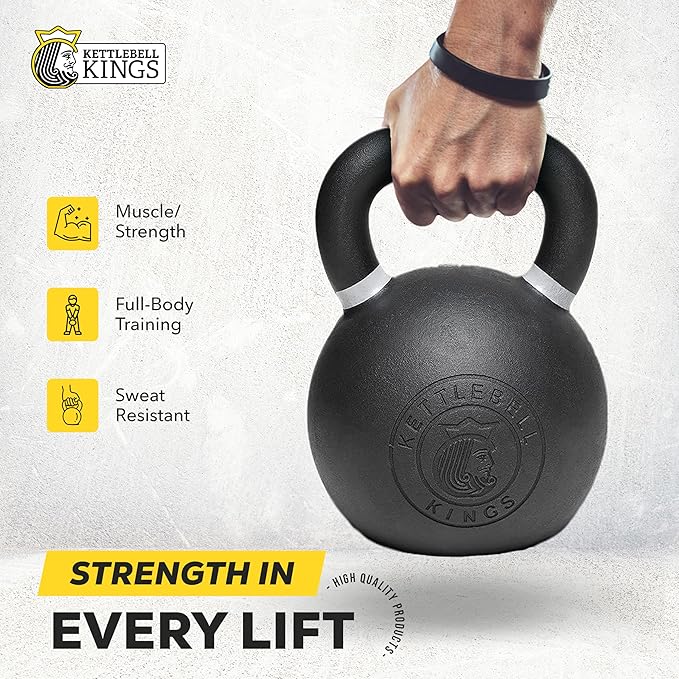 Kettlebell Kings Powder Coated Kettlebell Weights - 9-97 lb Strength Training Kettlebells for Men and Women - Hand Weights Workout Gym Equipment - Weights Set for Home Gym- New