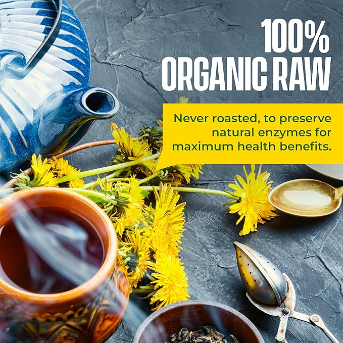 Dandelion Root Tea - Raw Organic Herbal Tea, Caffeine Free, 60 bags